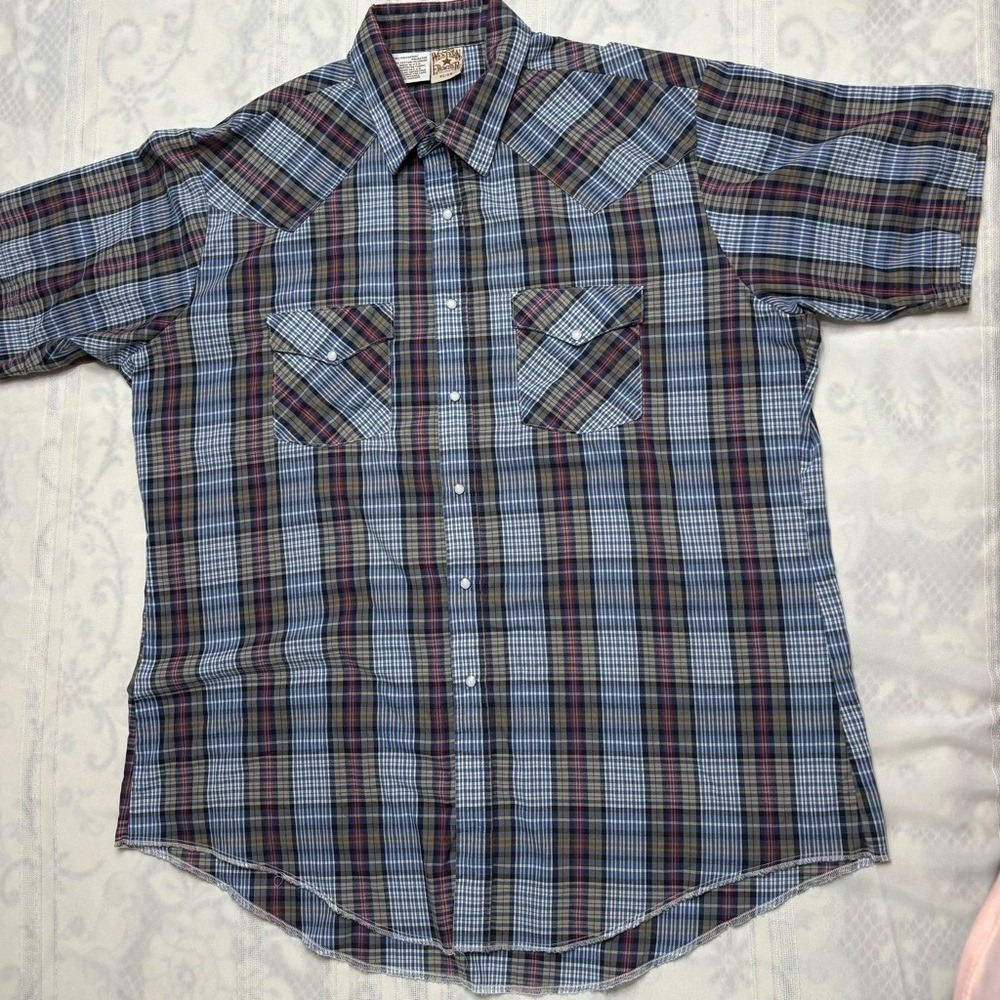 Vintage MensXL Western Frontier short sleeve Pearl snap cowboy shirt